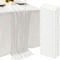 20Pack White Cheesecloth Table Runner 10ft - Sheer Wrinkled