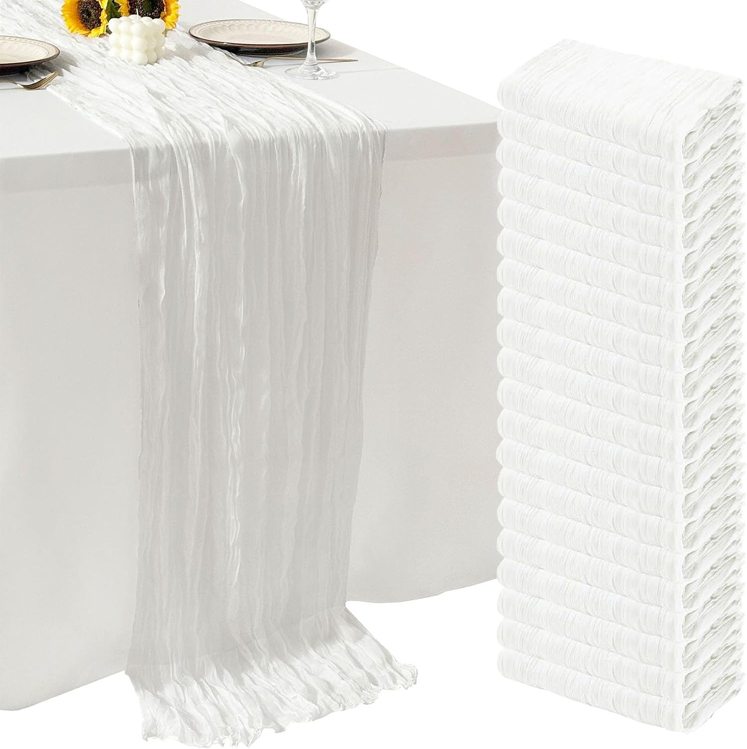 20Pack White Cheesecloth Table Runner for Elegant Events