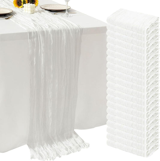 20Pack White Cheesecloth Table Runner for Elegant Events