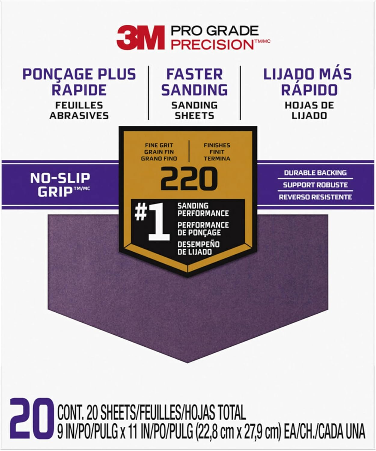 3M Pro Grade No-Slip Grip Advanced Sandpaper for Smooth Finishes
