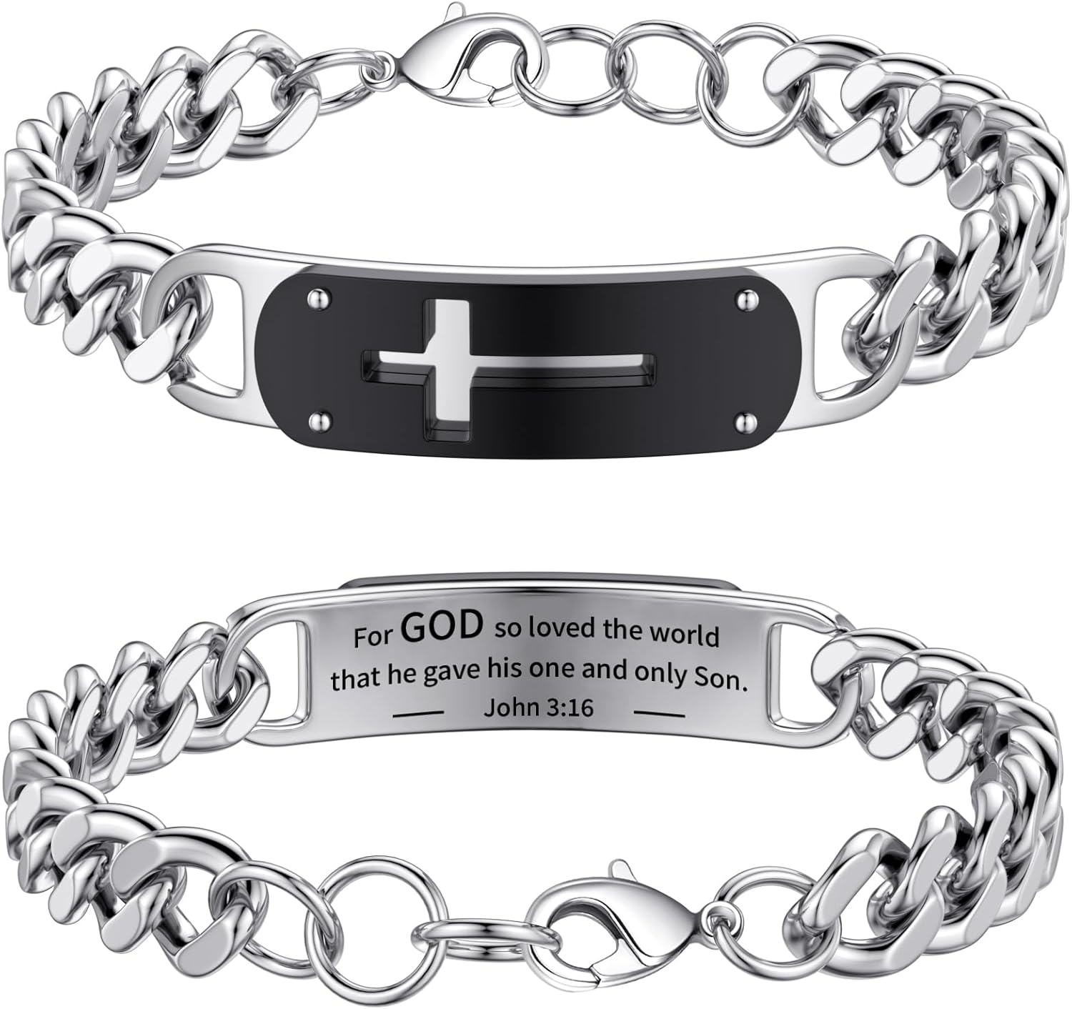 Stainless Steel Cross Bracelet - Adjustable Christian Gift