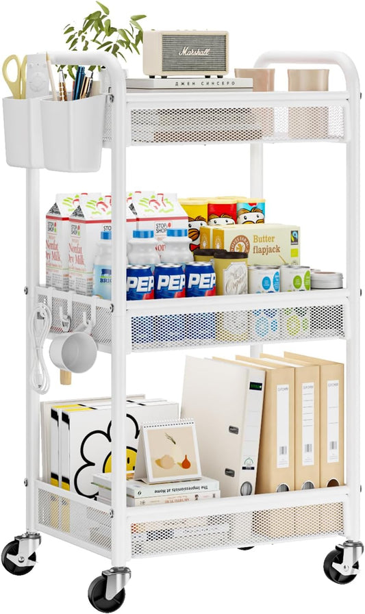 YASONIC 3 Tier Rolling Cart for Kitchen, Office, and Craft Use