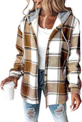 CHICME Womens Plaid Lightweight Fleece Lined Hooded Shacket - Warm