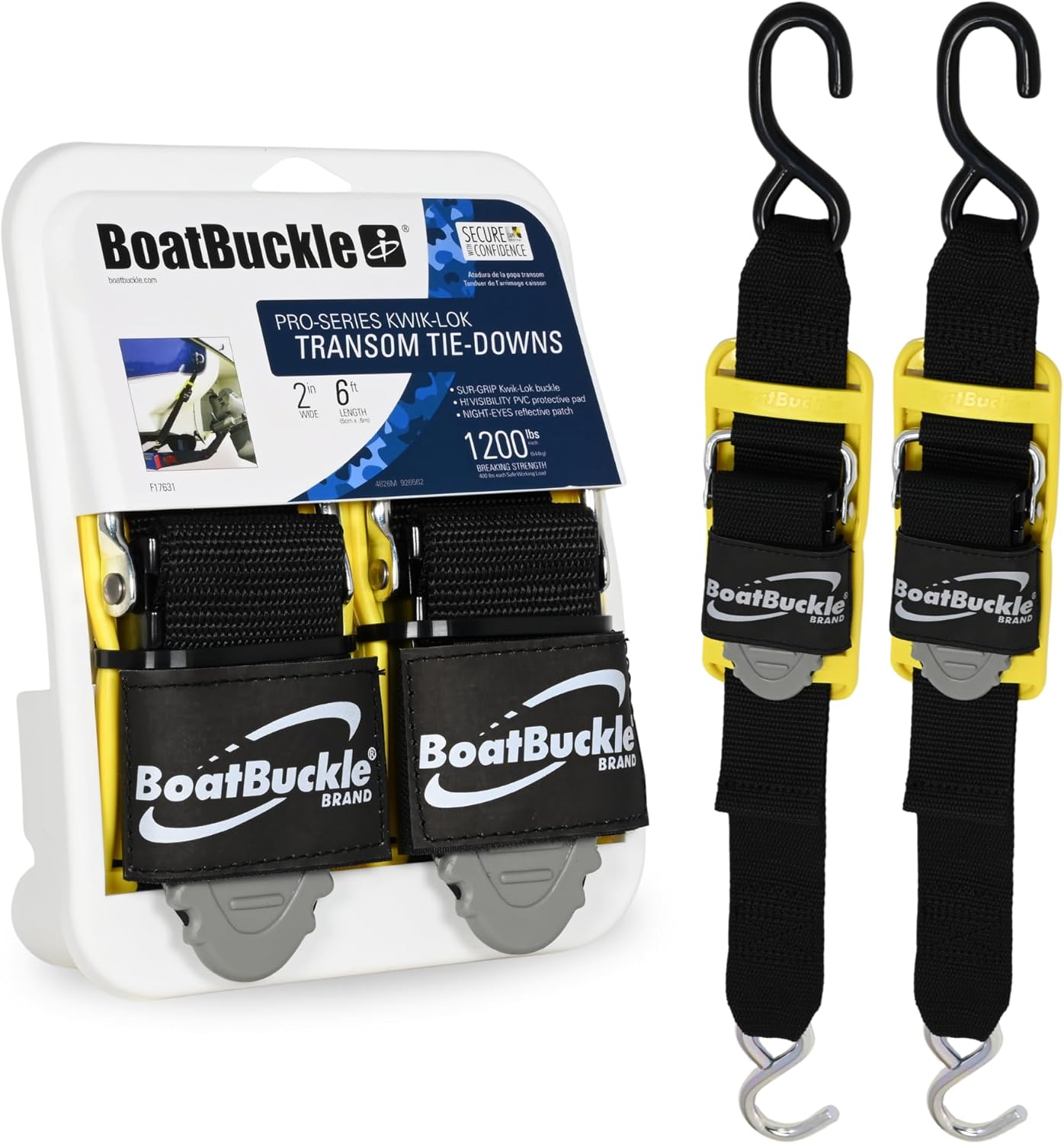 BoatBuckle Pro Series Kwik-Lok Boat Tie Down Straps for Trailers