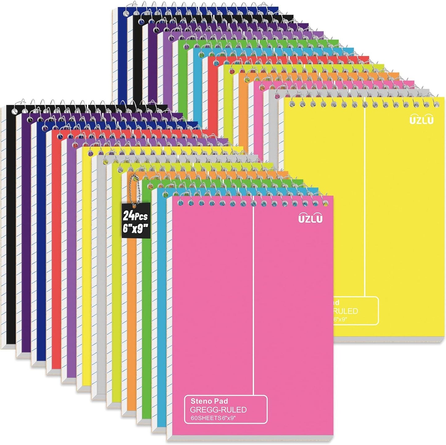 24 Pack Steno Pads 6 x 9 in Spiral Notebooks for All Needs
