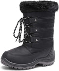 Girls Snow Boots Mid Calf Faux Fur Lining - Warm, Lightweight