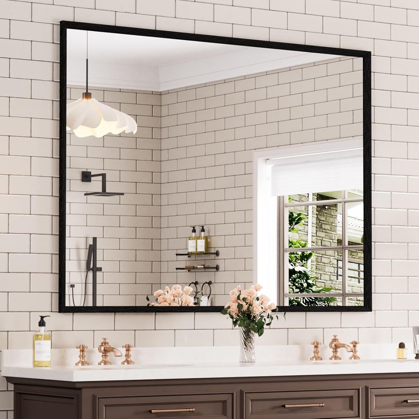 WEER 48X36 Inch Black Bathroom Mirror for Stylish Spaces
