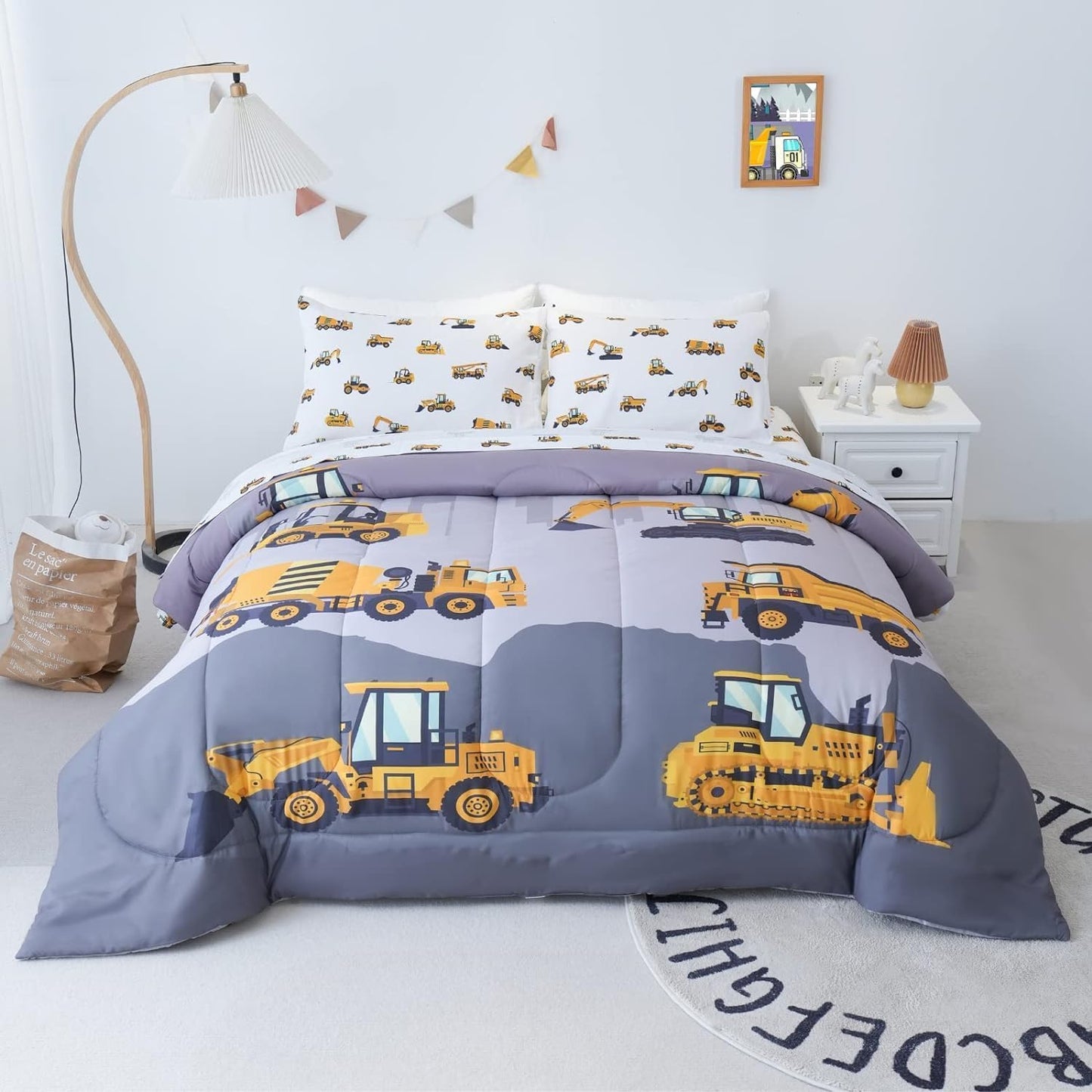 Cokouchyi Full Size Comforter Set for Boys, 3D Truck Design