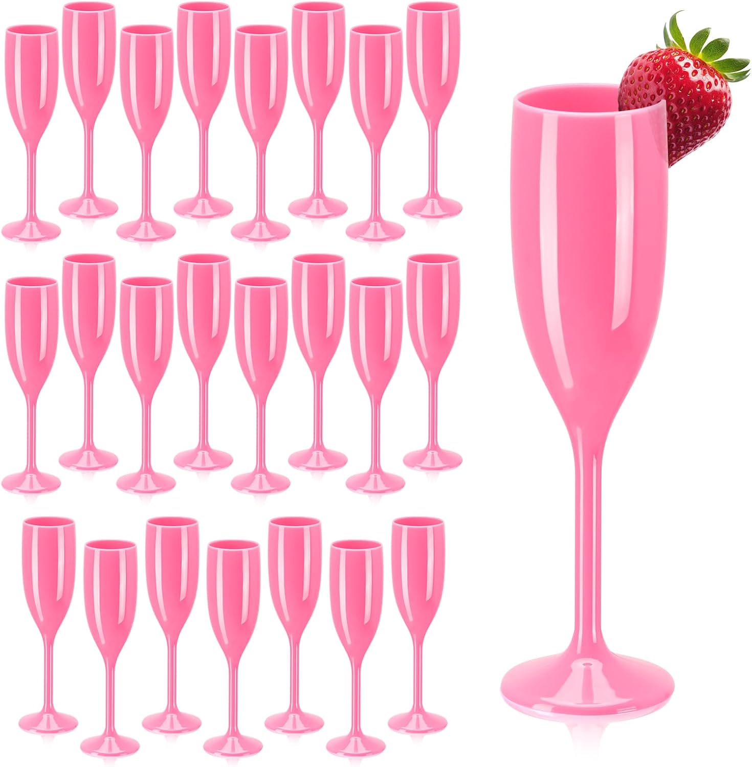 Elegant Pink Acrylic Champagne Flute Goblets for Celebrations