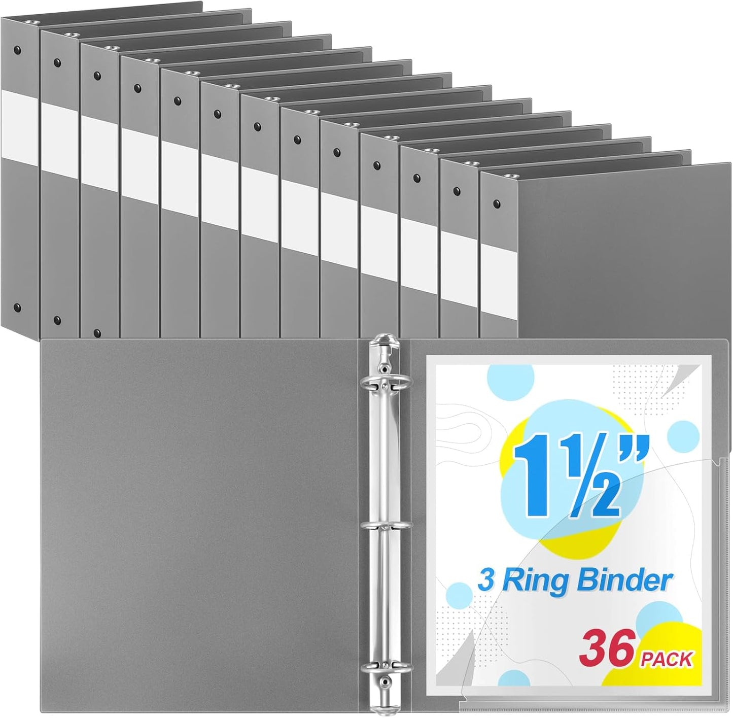 36 Pcs 1.5 Inch Plastic Flexible Round Binder for School Work