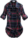 Match Womens Button Down Flannel Plaid Shirt - Cozy Cotton Shacket