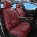 Car Seat Covers Full Set Burgundy - Waterproof Luxury Faux Leather