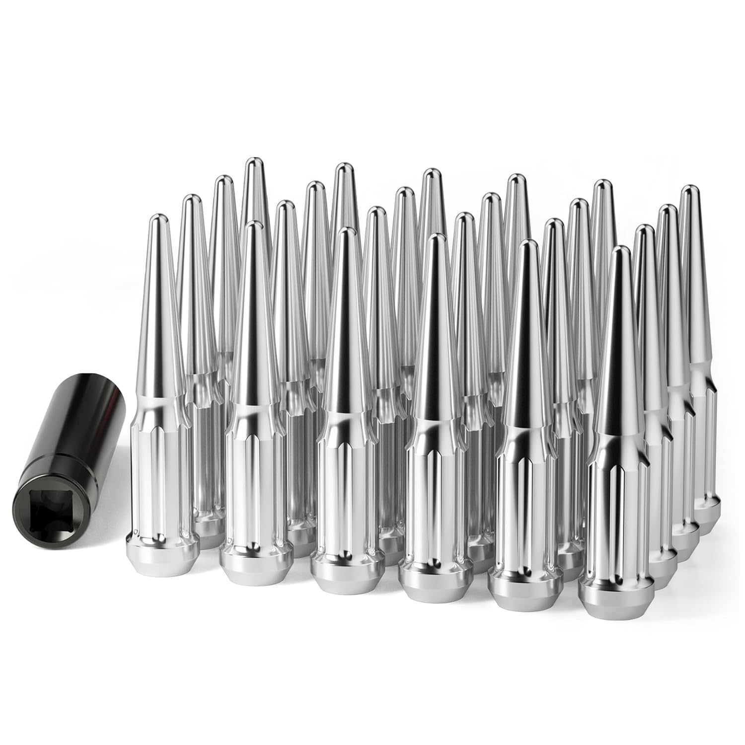M14x1.5 Spike Lug Nuts - Chrome Spiked Lug Nut Set for Trucks