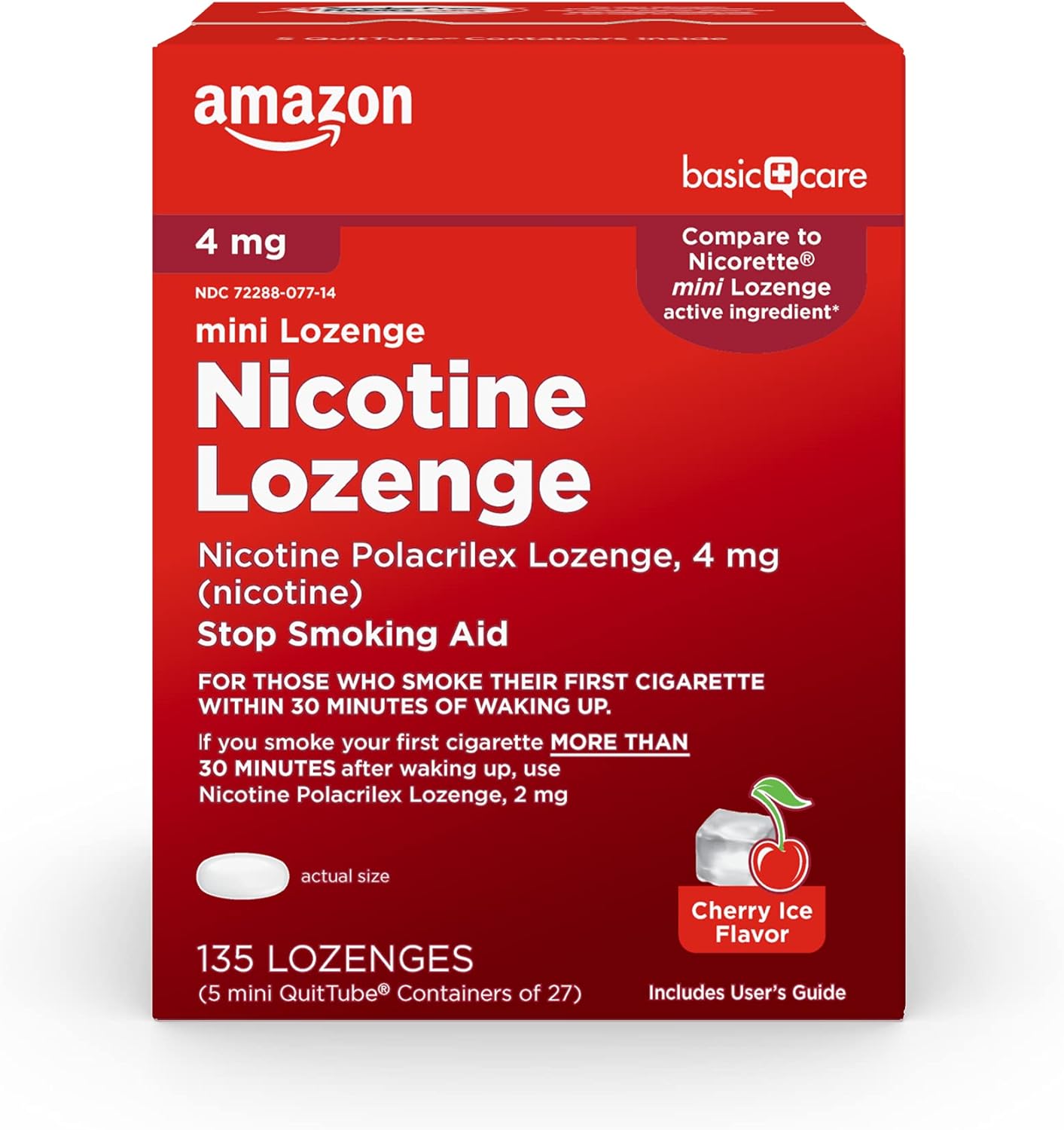 Mini Nicotine Lozenge 4 mg Cherry Ice Flavor Stop Smoking Aid