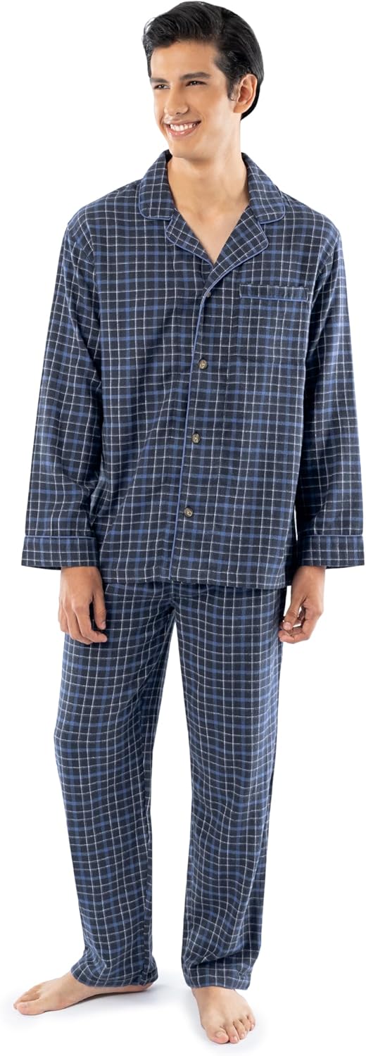Fruit of the Loom Men's Flannel Pajama Sleep Set for Comfort