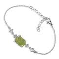 Raw Peridot Crystal Bracelet August Birthstone Gift - Sterling & Gold
