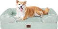 Orthopedic Large Dog Bed with Memory Foam Bolsters - Sage Green