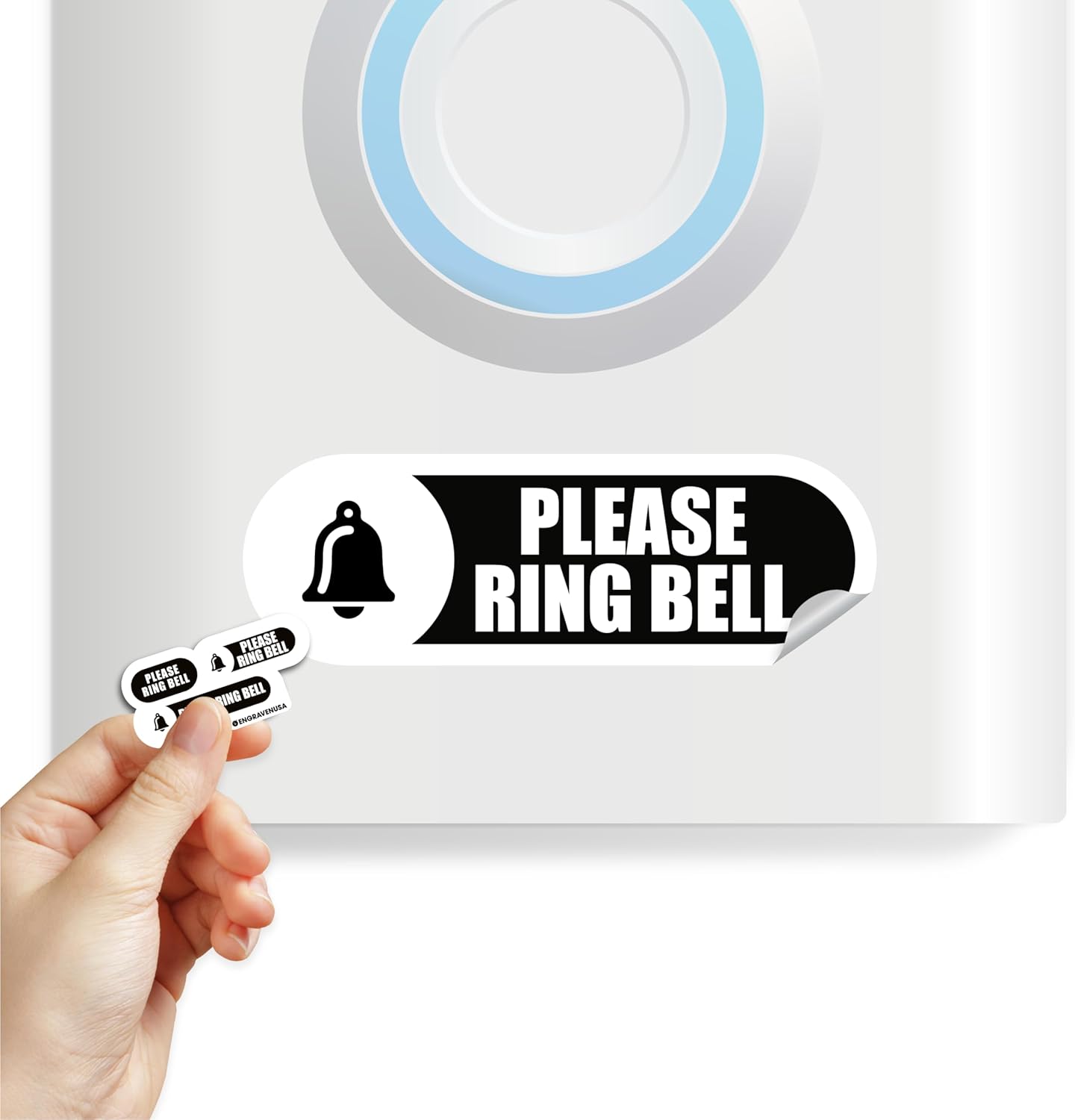 Tiny Please Ring Bell Sign - Weatherproof Sticker
