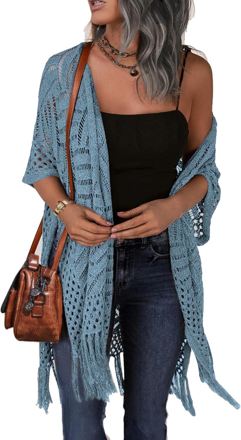 HOTOUCH Womens Knit Cardigan Open Front Lightweight Kimonos