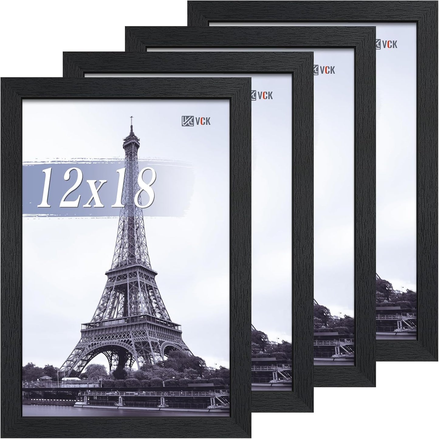 VCK 12x18 Poster Frame Set of 4 - Elegant Black Wood Frames