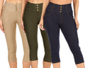 Women's Capri Denim Jeggings High Waisted Stretch Cropped - Soft Fit