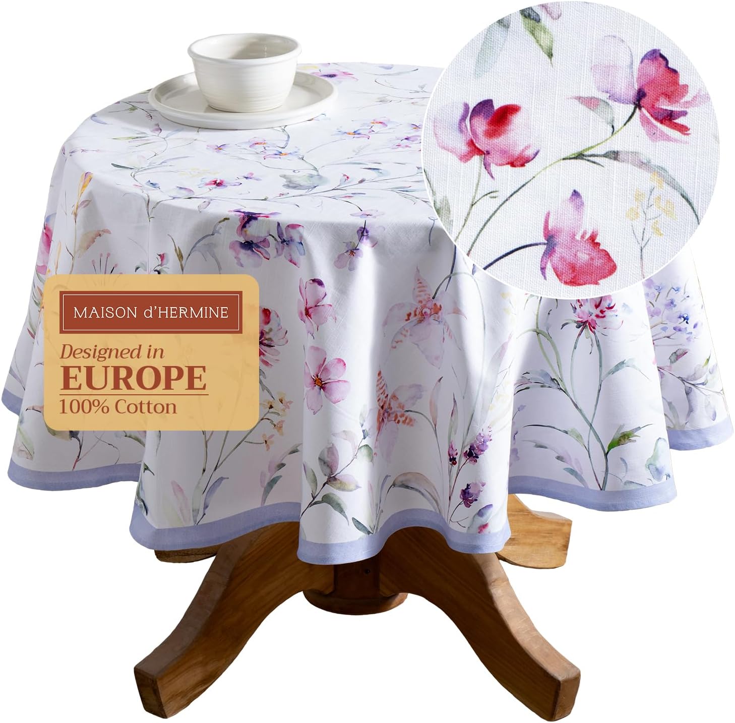 Maison d' Hermine 69 Inch Round Tablecloth for Elegant Dining