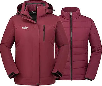 Wantdo Women's 3 in 1 Waterproof Ski Jacket for Winter Sports