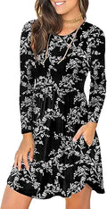 Womens Long Sleeve Swing Dress Casual Loose Fit - Hide Belly Comfort