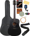 Jasmine S35 Dreadnought Acoustic Guitar - Matte Black Bundle