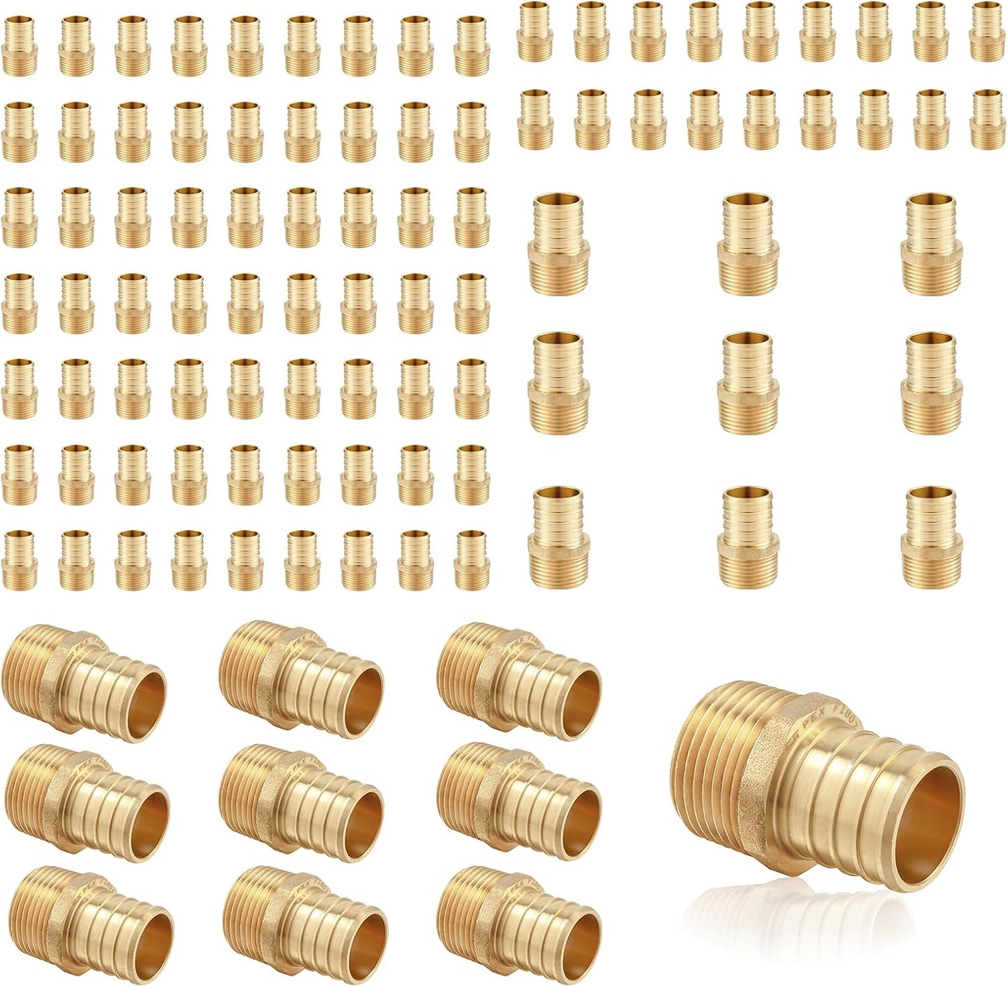 PEX Fittings 100-Pack Brass Crimp Male Threaded NPT Adapter