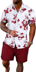 Men's Floral 2-Piece Beach Shirt and Shorts Set - Lightweight Vacation