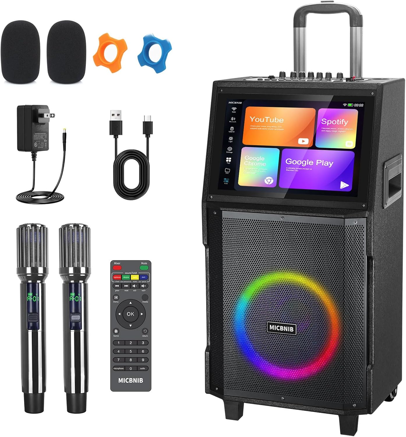 Karaoke Machine for Adults with 14.1in Touchscreen & Mics
