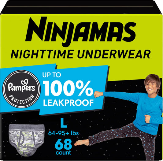 Ninjamas Boys Bedwetting Underwear XL 68ct - Ultimate Overnight Protection
