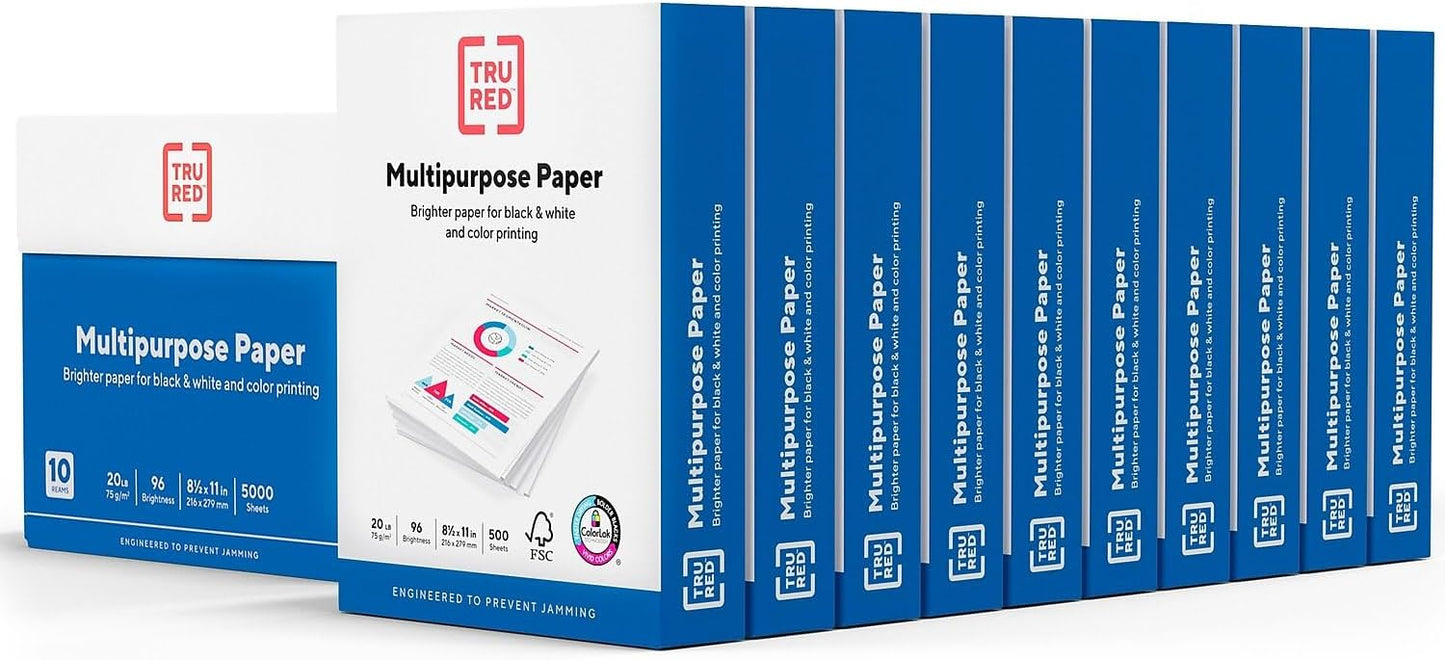 Multipurpose Paper 8.5-inch x 11-inch by TRU RED for Quality Prints