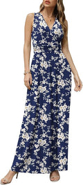 CATHY Women's Casual Sleeveless Deep V-Neck Maxi Dress with Pockets