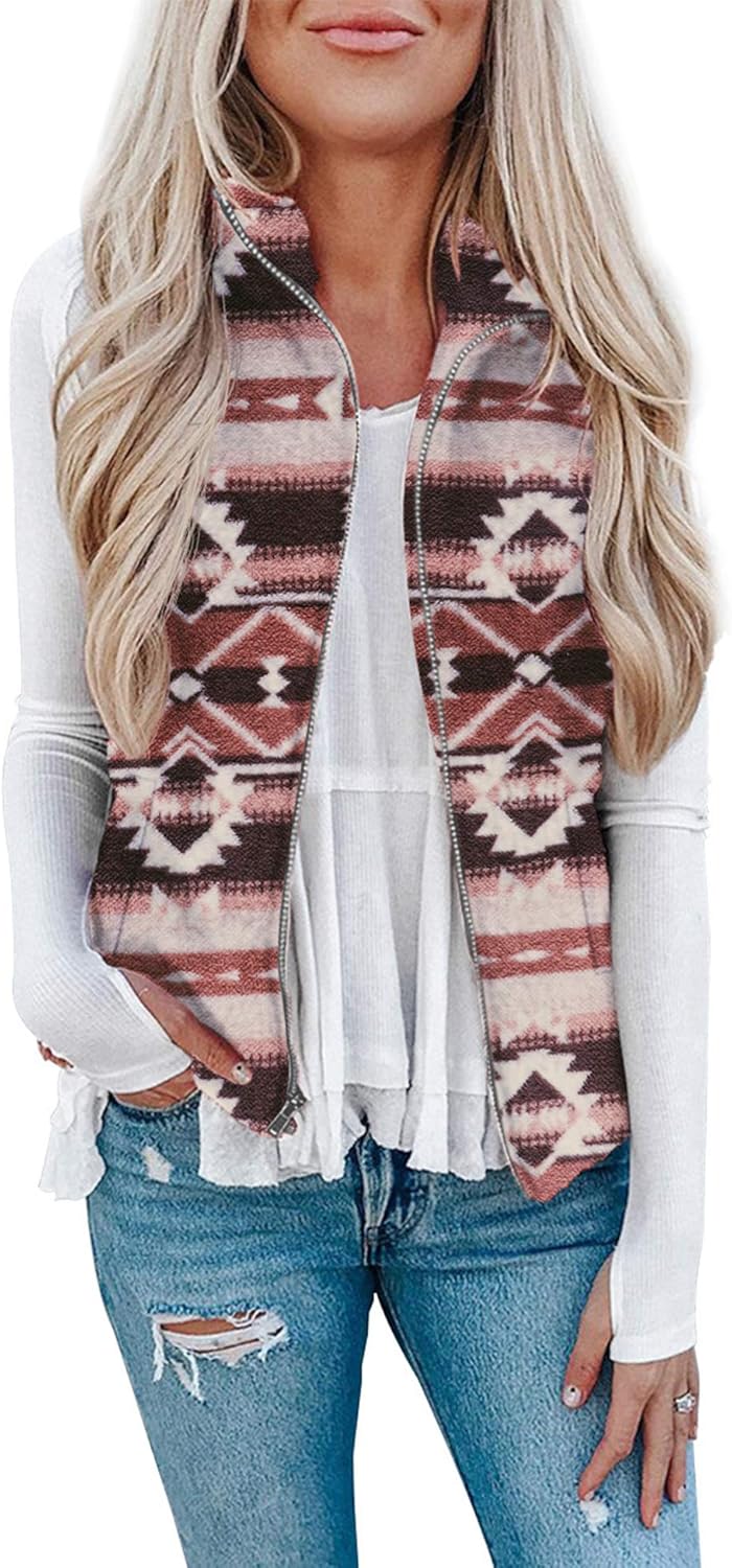 LOMON Womens Fuzzy Sherpa Fleece Jacket Cozy Sleeveless Vest