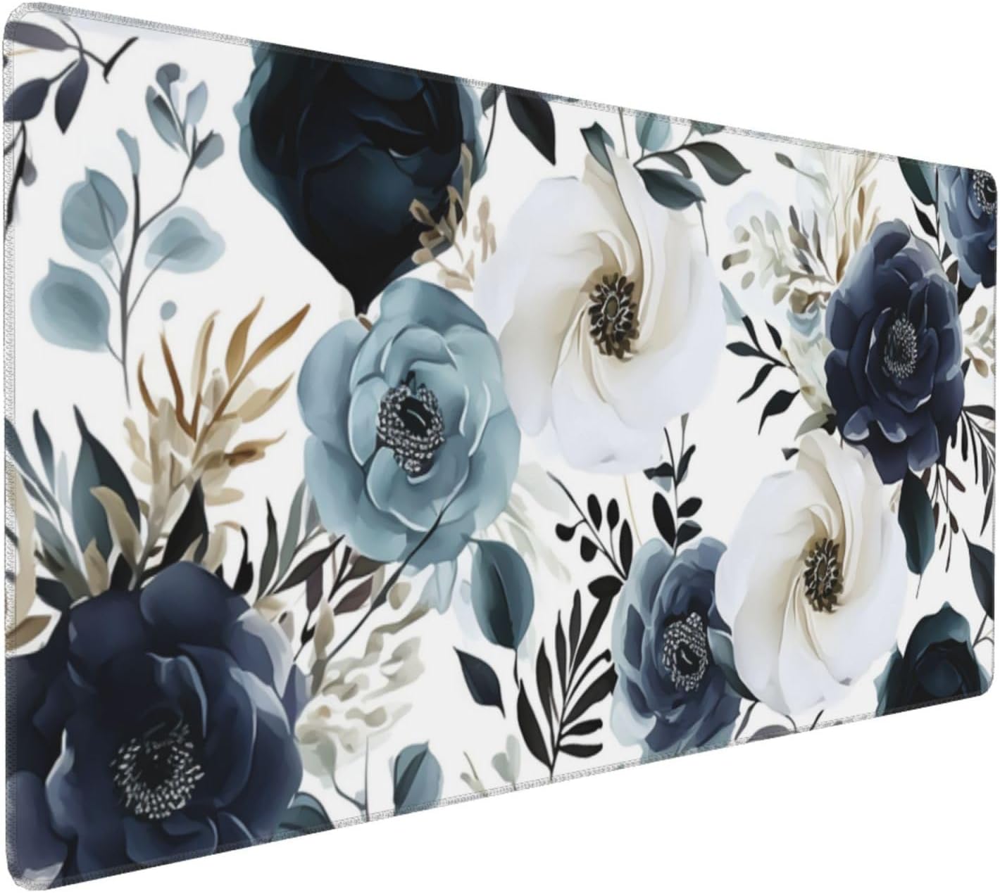 XXL Boho Navy Blue Peony Mouse Pad - KOBWOPI