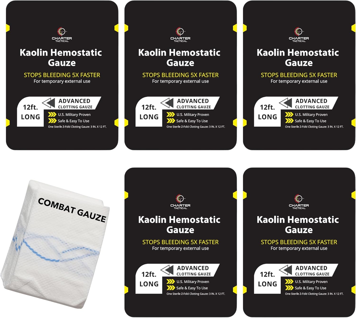 Advanced Quick Clotting Combat Gauze for Bleeding Control 3ft x 12.5ft