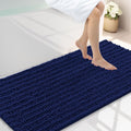 Smiry Bathroom Rug 47x24 in Navy Blue - Soft Absorbent Chenille