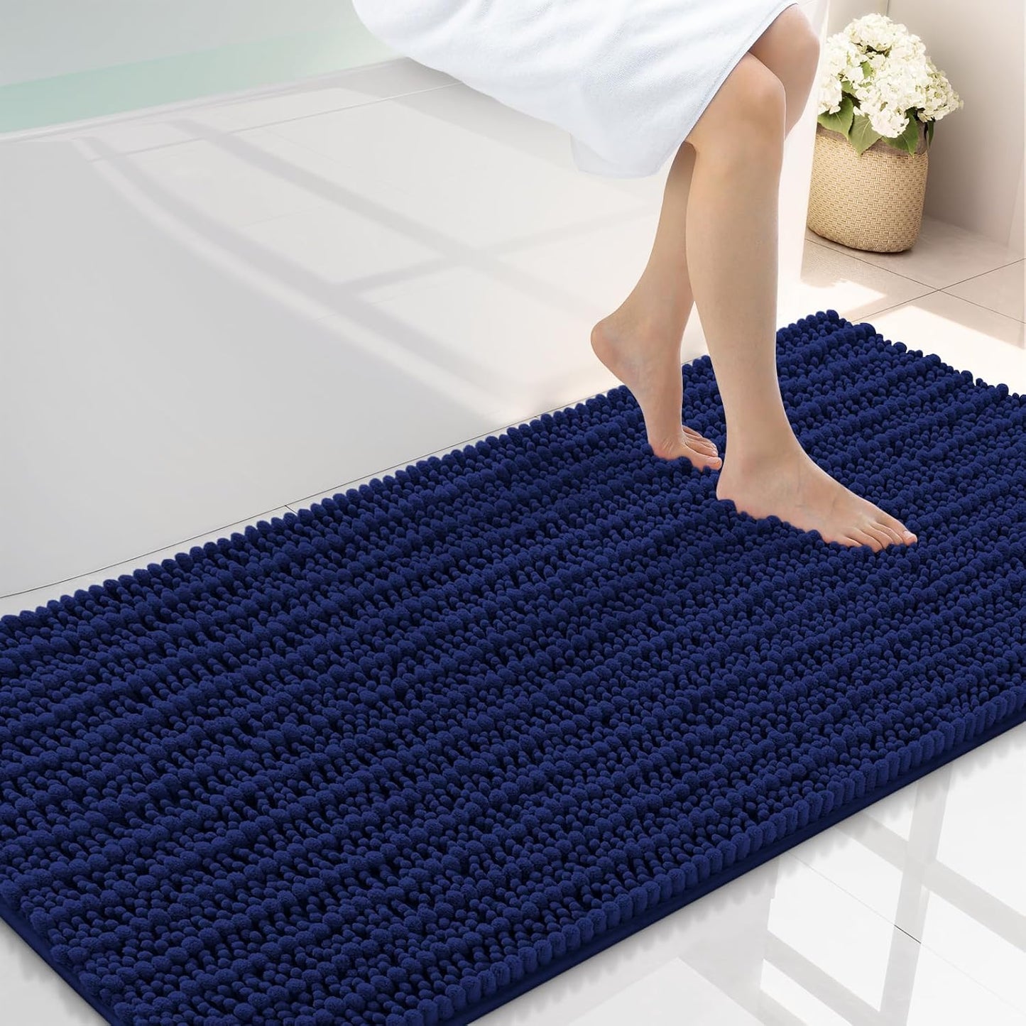 Smiry Bathroom Rugs Mat 47x24, Soft Absorbent Chenille Mats
