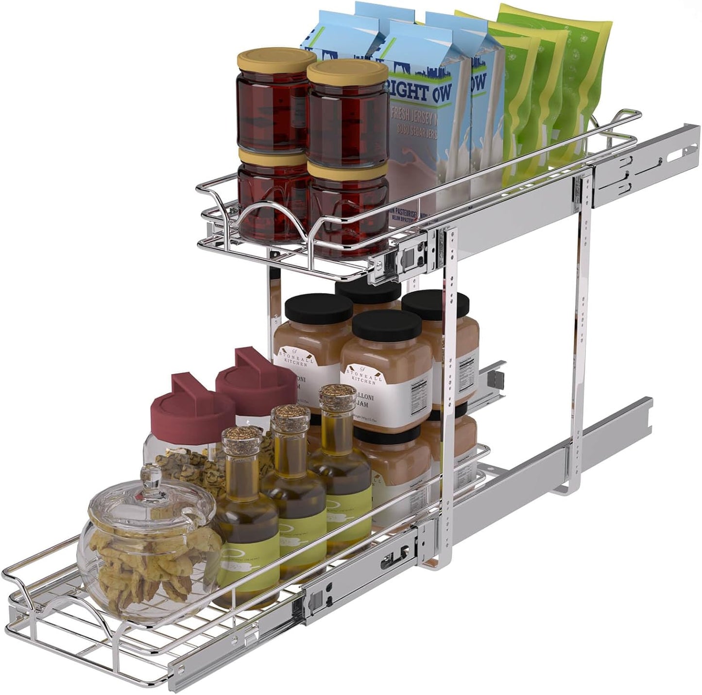 OCG 2 Tier Pull Out Cabinet Organizer for Kitchen and Bathroom