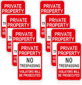 Private Property No Trespassing Sign 12 x 18 in - 8 Pack Heavy Duty