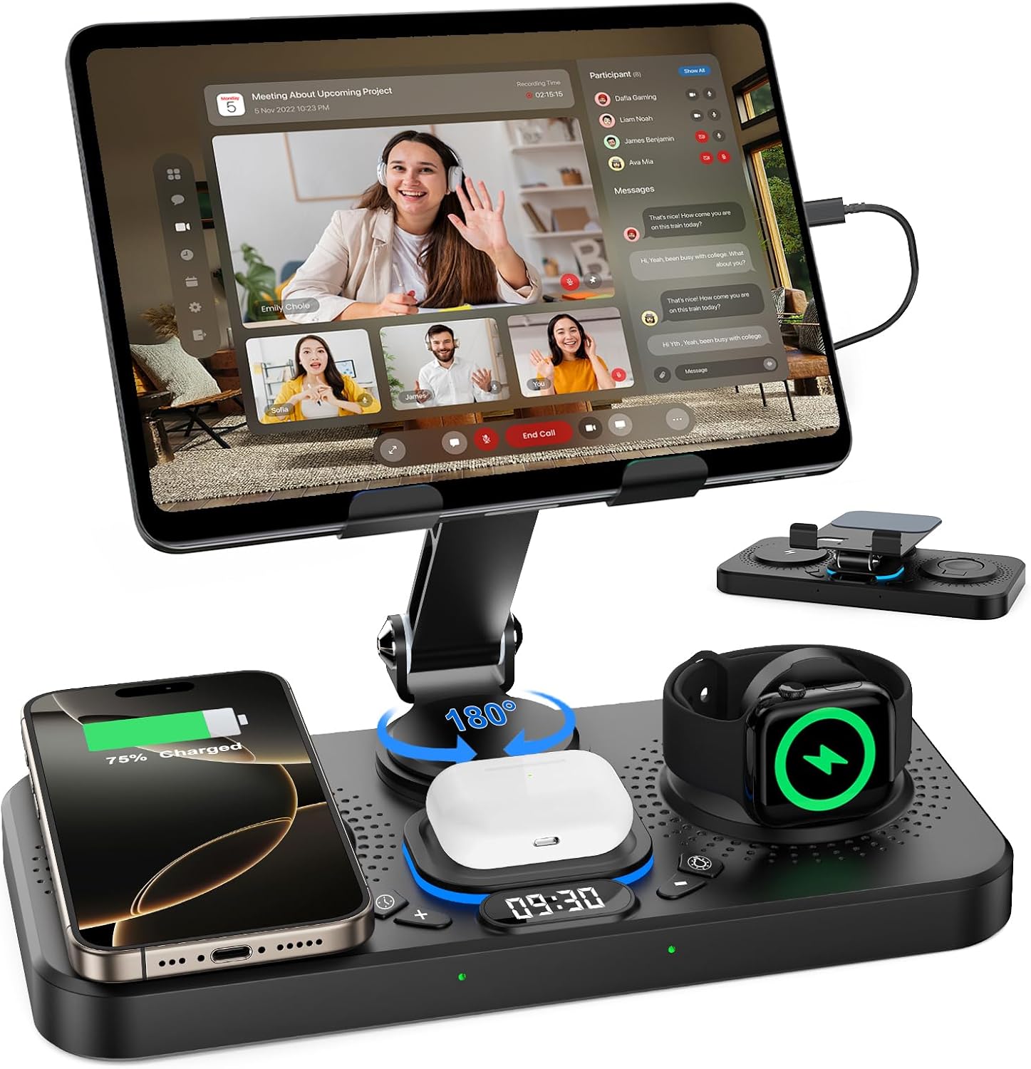 30W Charging Station for Apple Products with Clock & Light