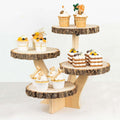 4-Tier 15.5in Natural Wood Slice Cupcake Stand - Rustic Dessert