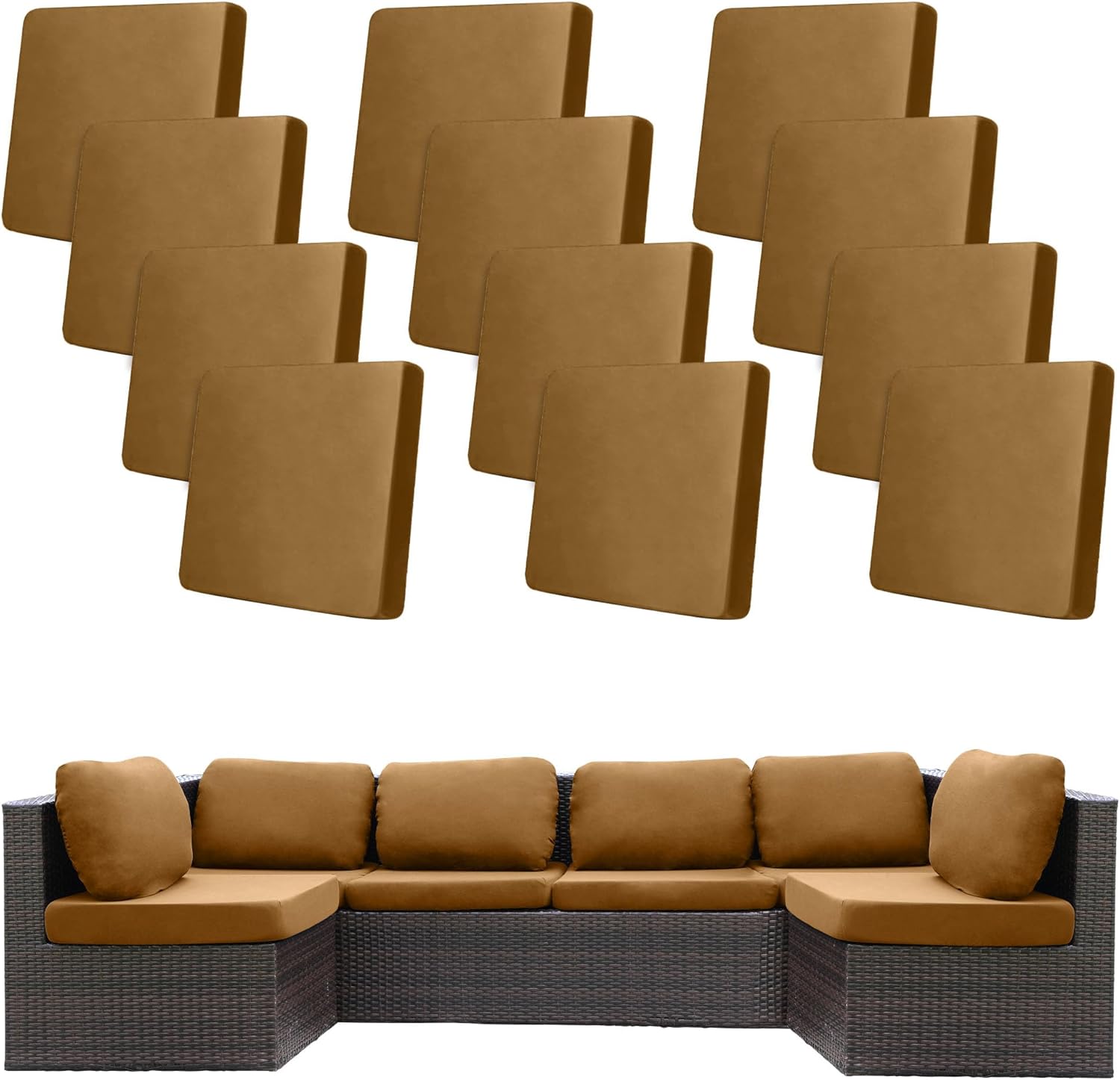 12Pcs Stretch Patio Cushion Covers for Outdoor Furniture Protection