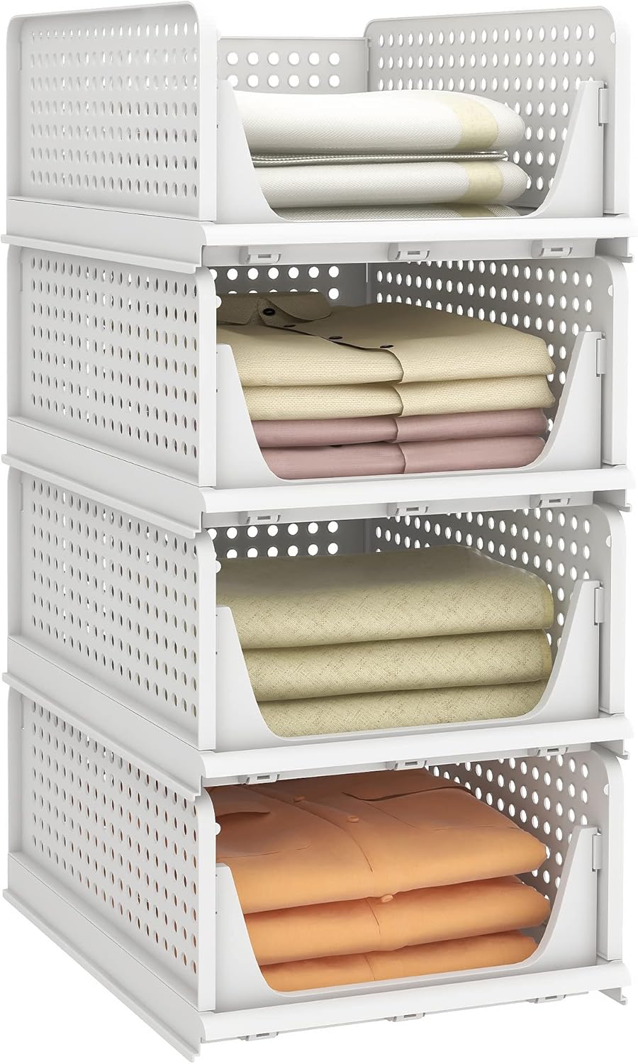 Pinkpum Foldable Stackable Storage Baskets 4 Pack - Organize with Ease!