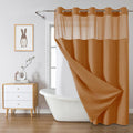 BurntOrange Waffle Weave No Hook Shower Curtain Set - Snap-In Liner