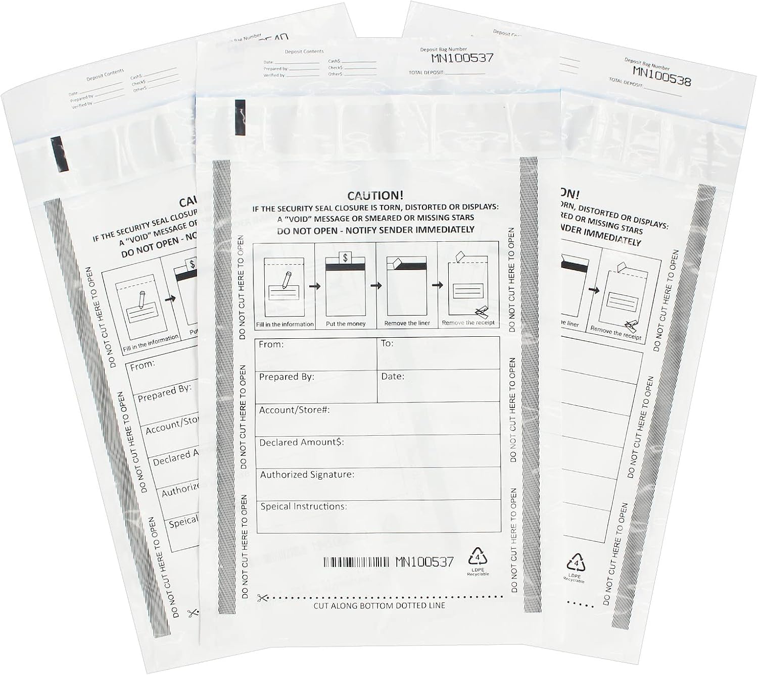 500 Pack Tamper-Evident Deposit Bags for Secure Cash Handling