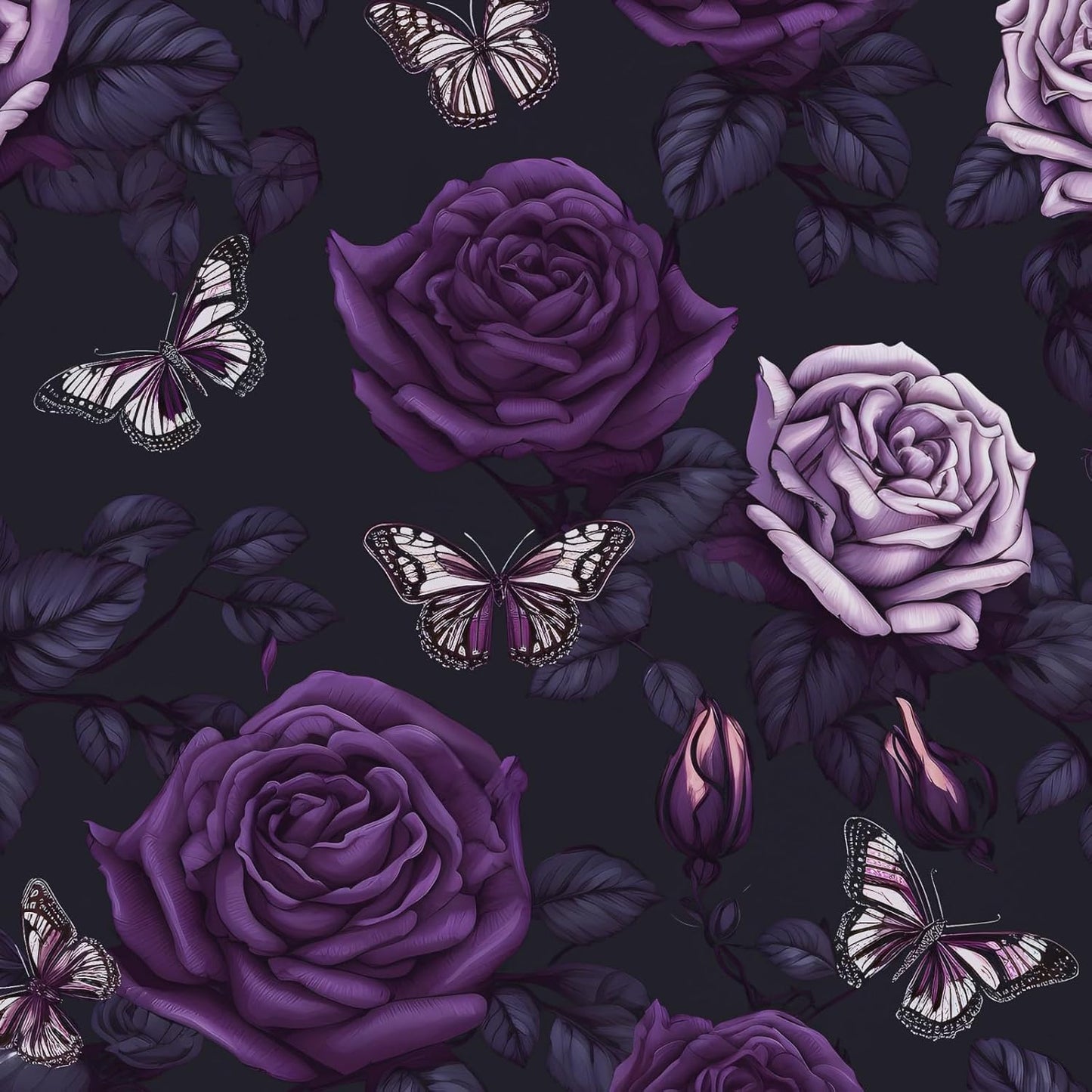 Dark Purple Butterfly Wallpaper for Kitchen and Bathroom Decor