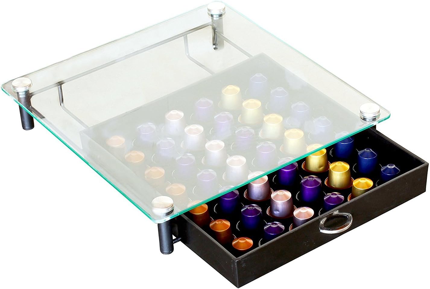 DecoBros Glass Coffee Pod Drawer - Organize 42 Nespresso Capsules